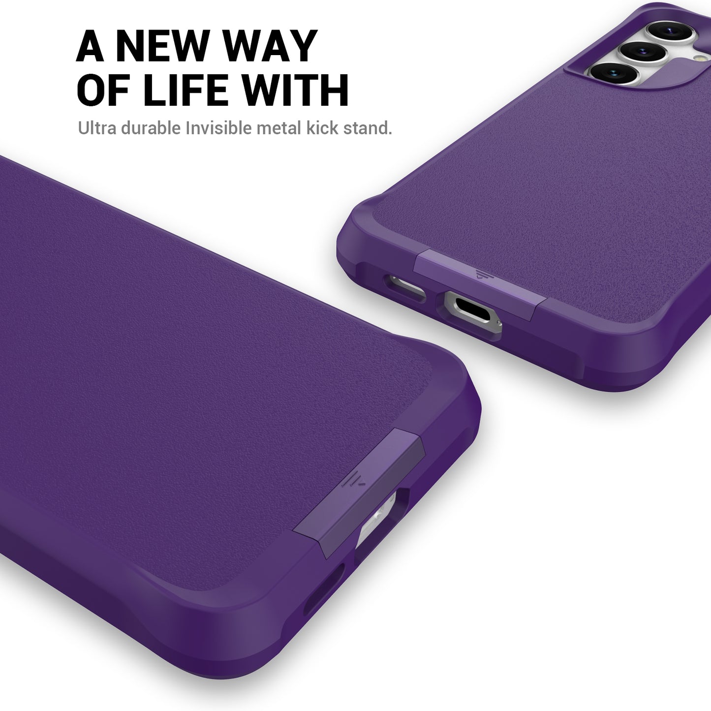 Taurustar Series For Samsung Galaxy S24+ Magnetic Phone Case PC+TPU Drop-resistant Kickstand Back Cover - Purple