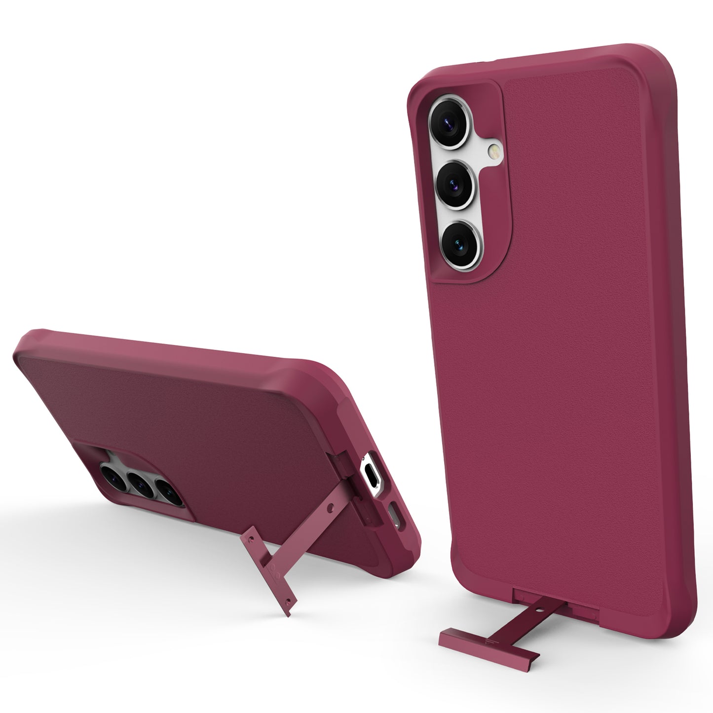 Taurustar Series For Samsung Galaxy S24+ Magnetic Phone Case PC+TPU Drop-resistant Kickstand Back Cover - Red