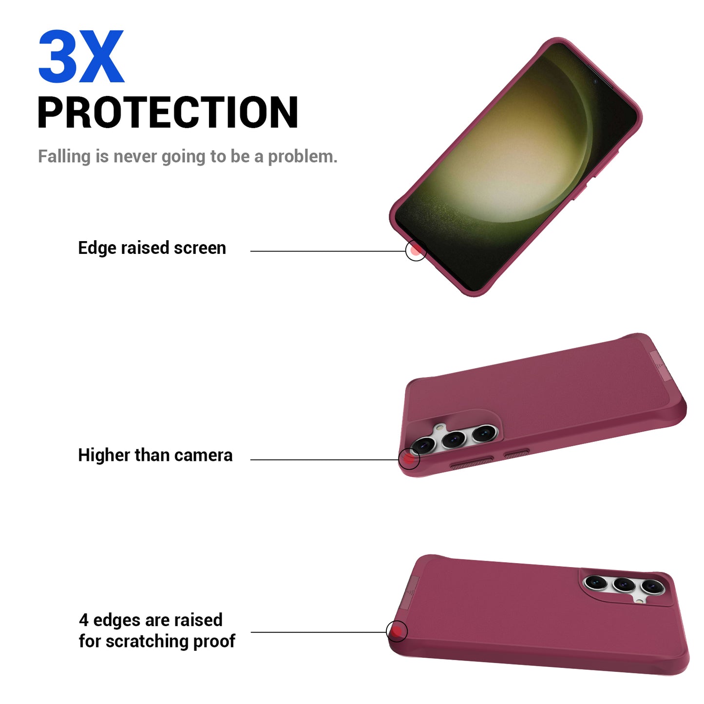 Taurustar Series For Samsung Galaxy S24+ Magnetic Phone Case PC+TPU Drop-resistant Kickstand Back Cover - Red