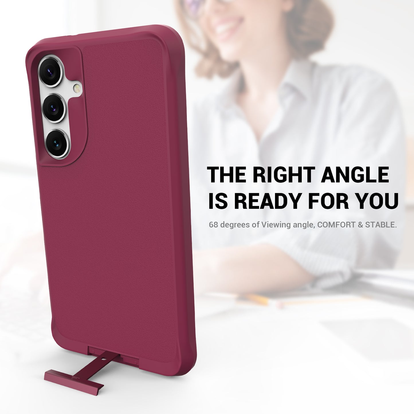 Taurustar Series For Samsung Galaxy S24+ Magnetic Phone Case PC+TPU Drop-resistant Kickstand Back Cover - Red