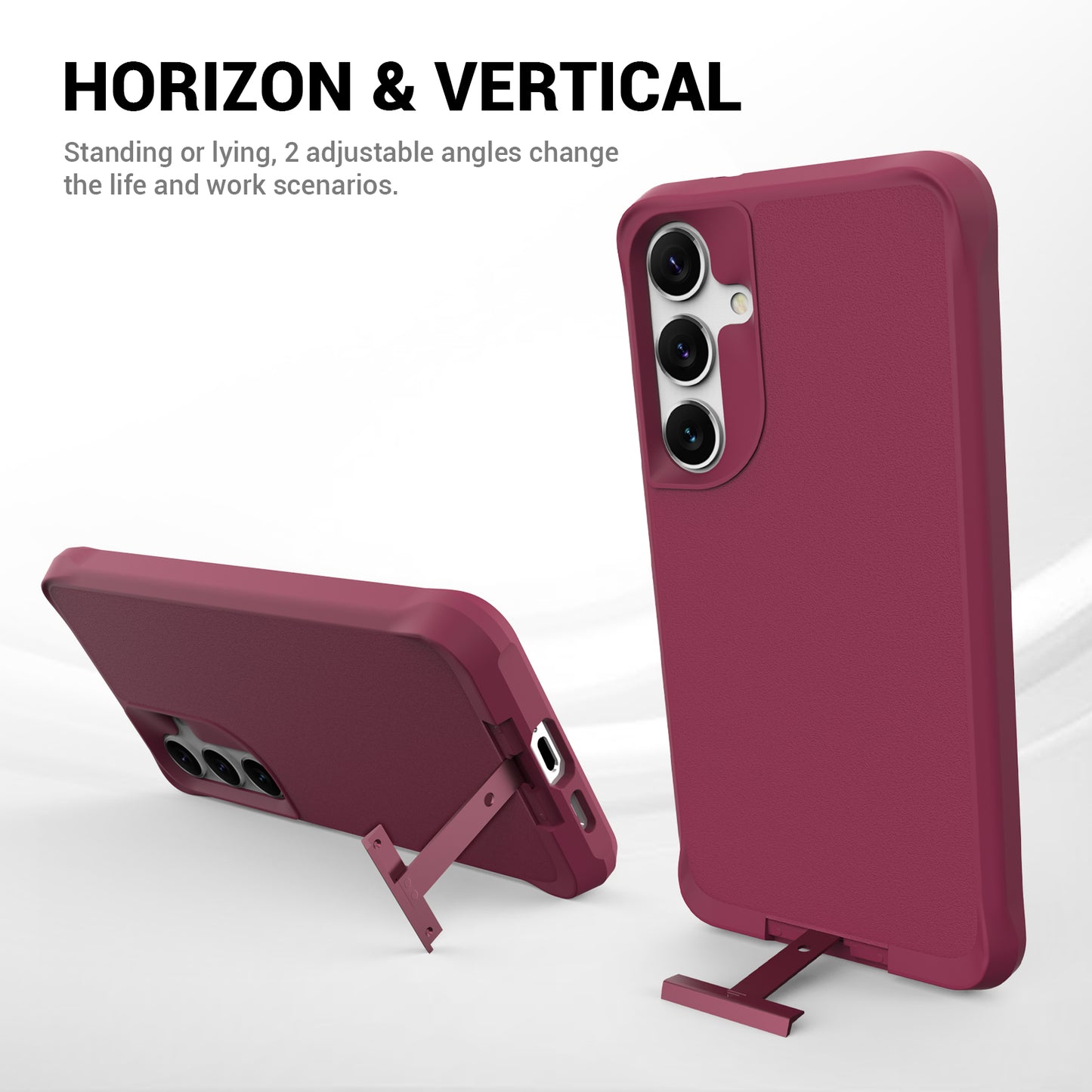Taurustar Series For Samsung Galaxy S24+ Magnetic Phone Case PC+TPU Drop-resistant Kickstand Back Cover - Red