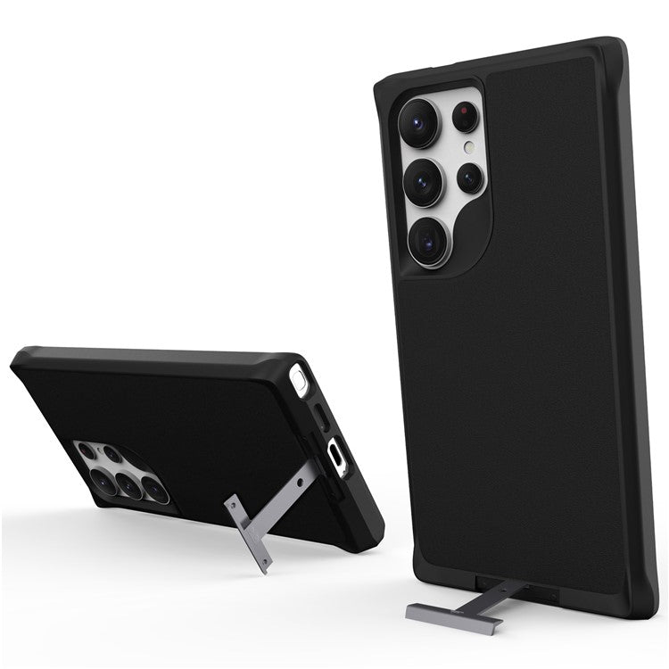 Taurustar Series For Samsung Galaxy S24 Ultra Case PC+TPU Kickstand Cover Compatible with MagSafe - Black