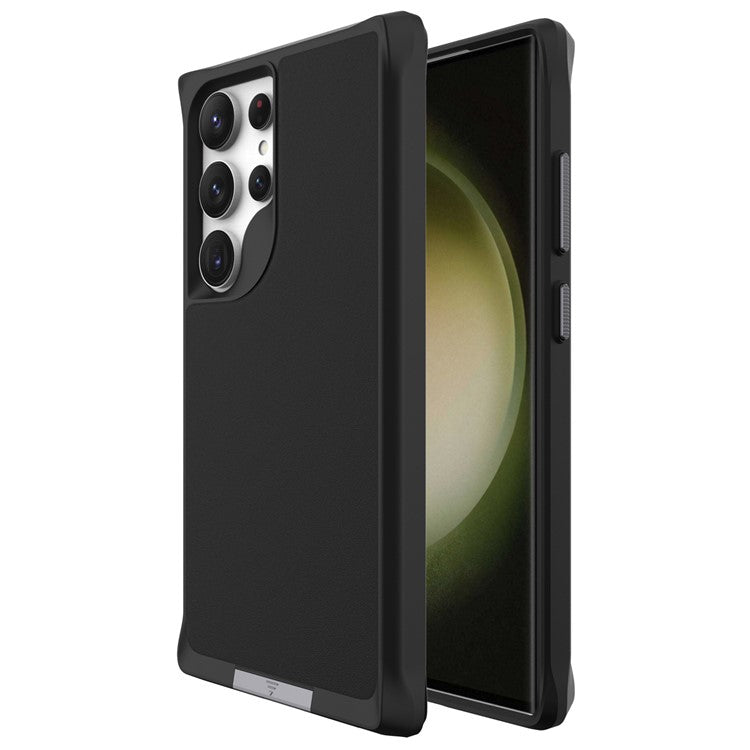 Taurustar Series For Samsung Galaxy S24 Ultra Case PC+TPU Kickstand Cover Compatible with MagSafe - Black