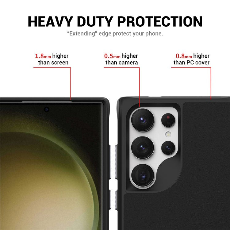 Taurustar Series For Samsung Galaxy S24 Ultra Case PC+TPU Kickstand Cover Compatible with MagSafe - Black