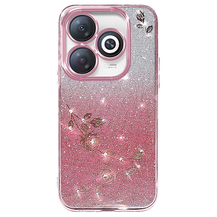KADEM For Infinix Smart 8 4G / TECNO Spark Go 2024 4G Case Rhinestone Decor Gradient TPU Cover - Rose Gold
