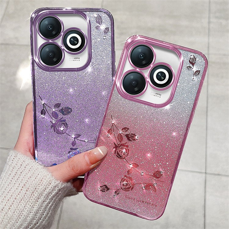 KADEM For Infinix Smart 8 4G / TECNO Spark Go 2024 4G Case Rhinestone Decor Gradient TPU Cover - Purple