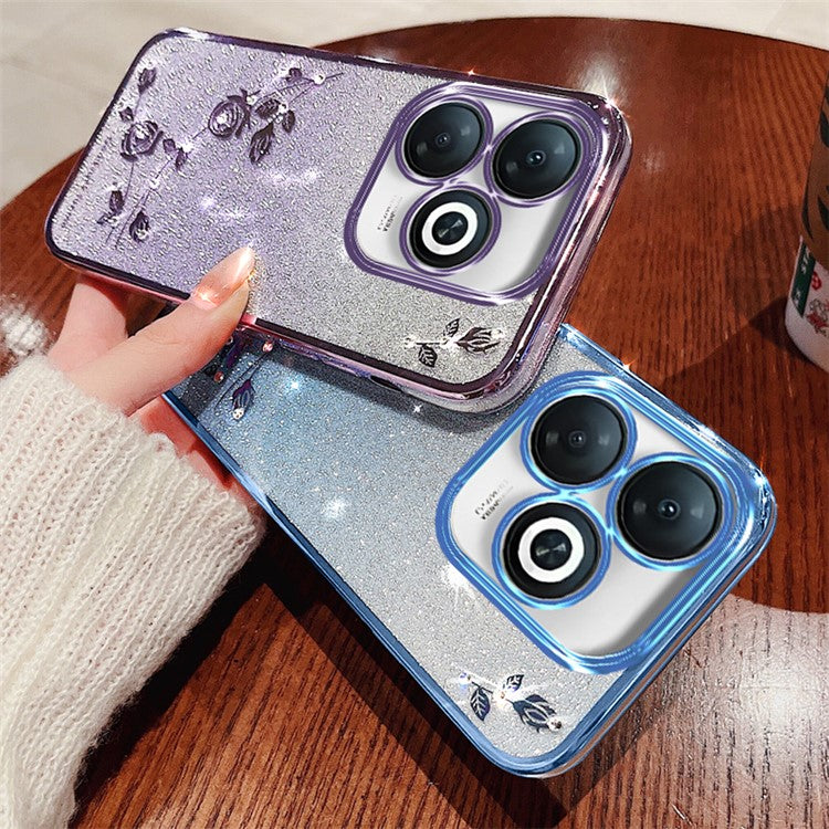 KADEM For Infinix Smart 8 4G / TECNO Spark Go 2024 4G TPU Glitter Shell Cell Phone Case with Strap - Purple