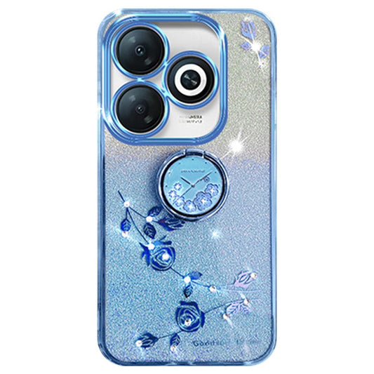 KADEM For Infinix Smart 8 4G / TECNO Spark Go 2024 4G Ring Kickstand Cell Phone Case Glitter Gradient TPU Cover - Blue