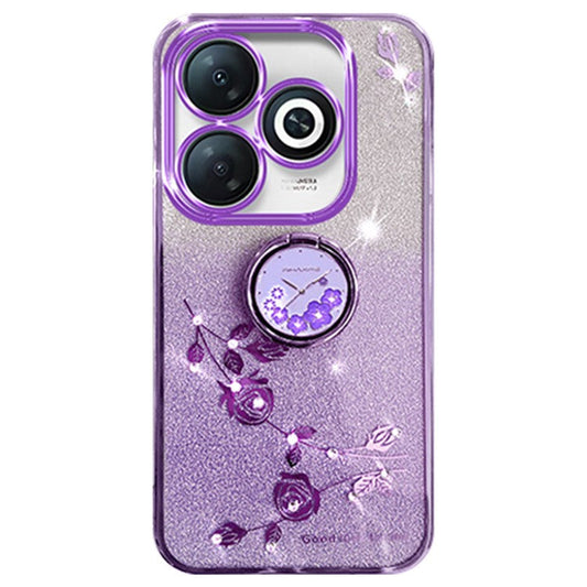 KADEM For Infinix Smart 8 4G / TECNO Spark Go 2024 4G Ring Kickstand Cell Phone Case Glitter Gradient TPU Cover - Purple