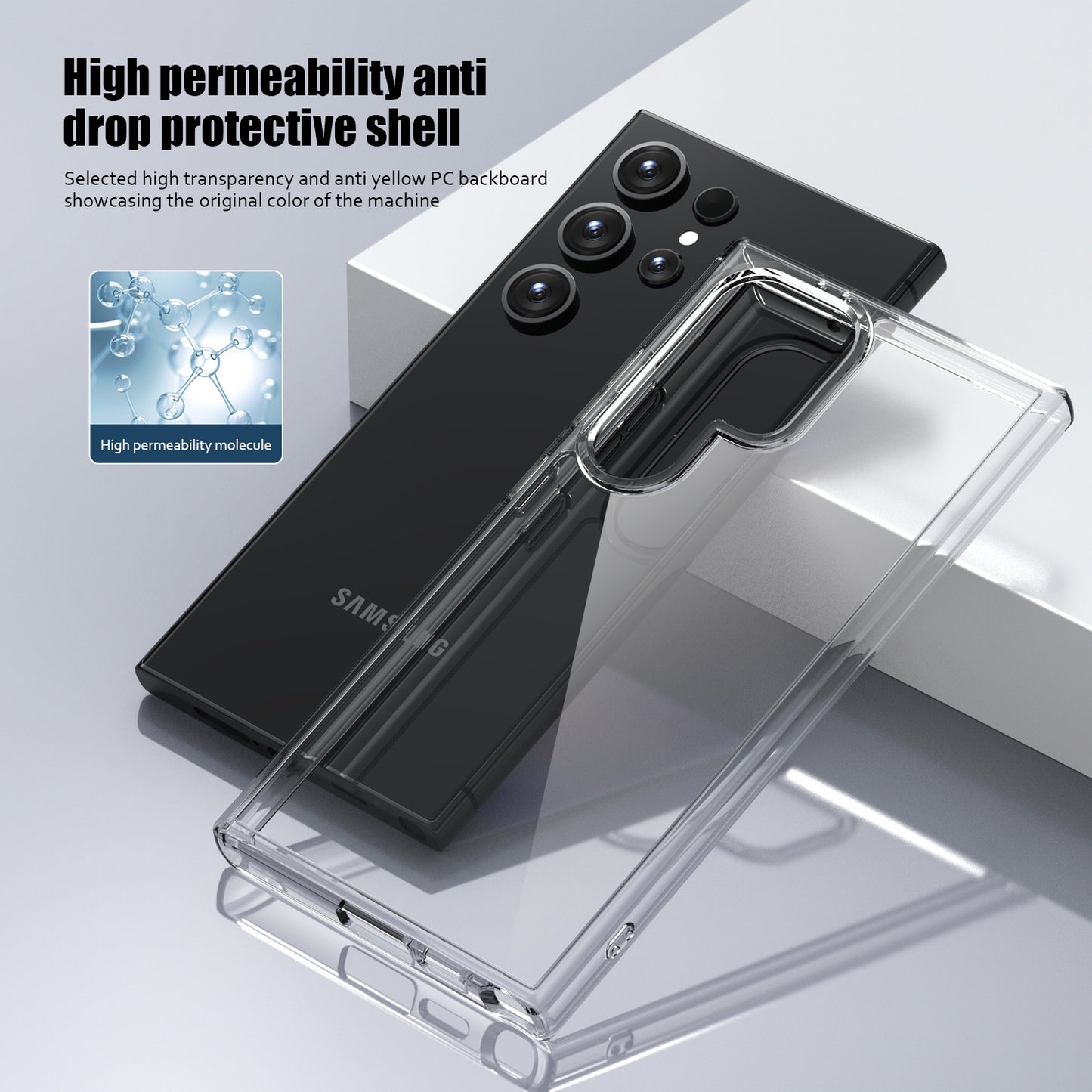Aurora Series For Samsung Galaxy S24 Ultra Cell Phone Case Hard PC + Soft TPU Back Shell Cover - Transparent