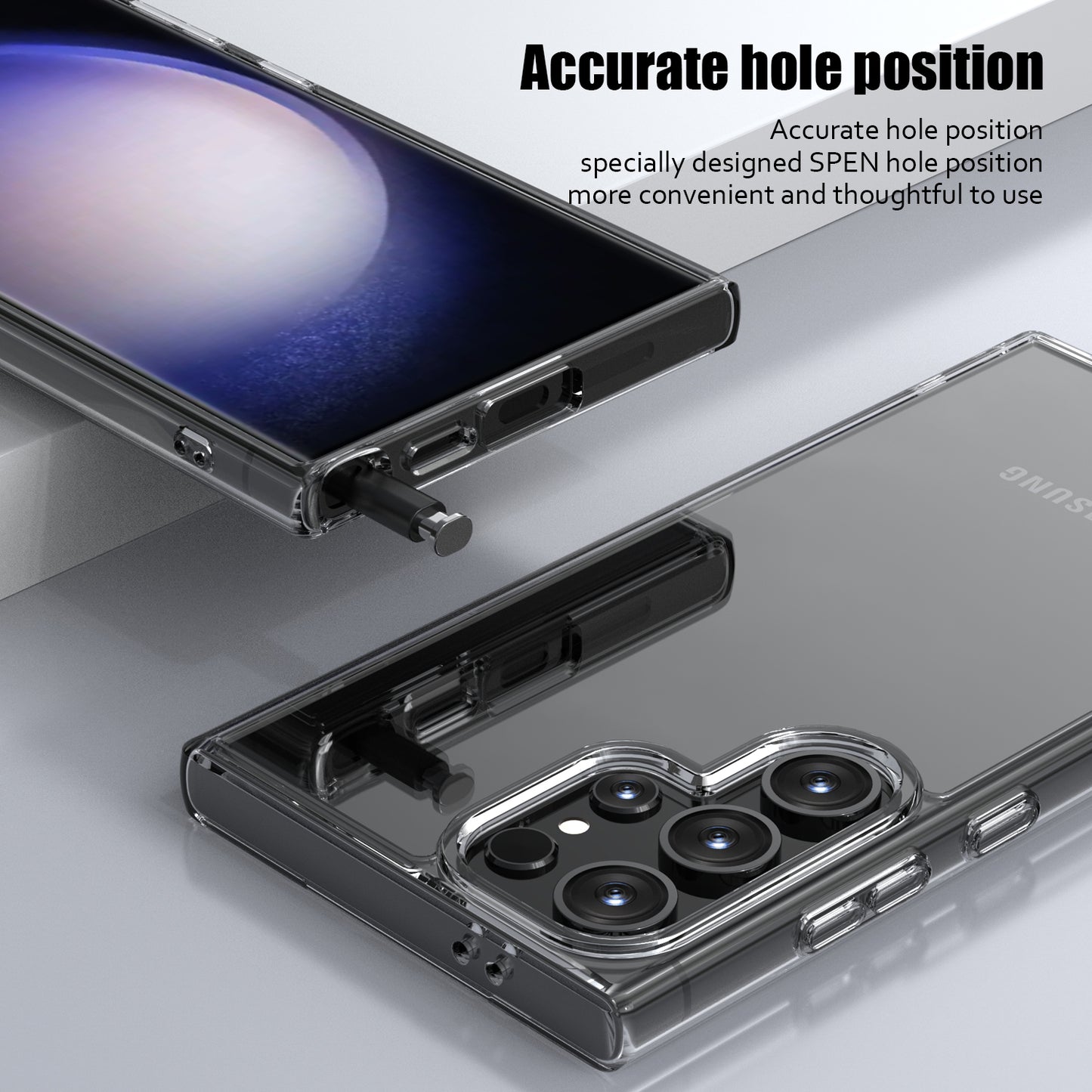 Aurora Series For Samsung Galaxy S24 Ultra Cell Phone Case Hard PC + Soft TPU Back Shell Cover - Transparent