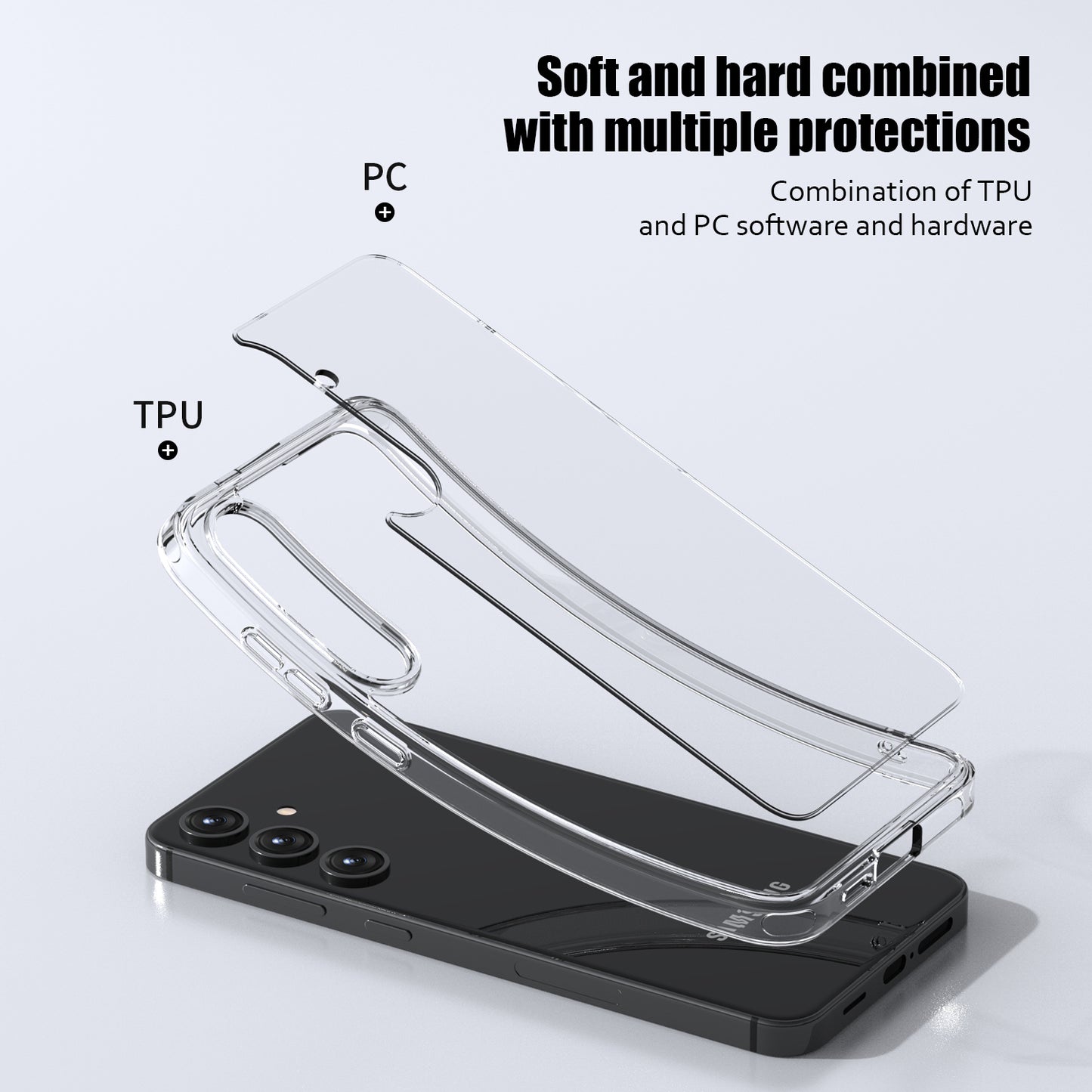 Aurora Series For Samsung Galaxy S24+ Case TPU+PC Crystal Clear Phone Back Protector - Transparent