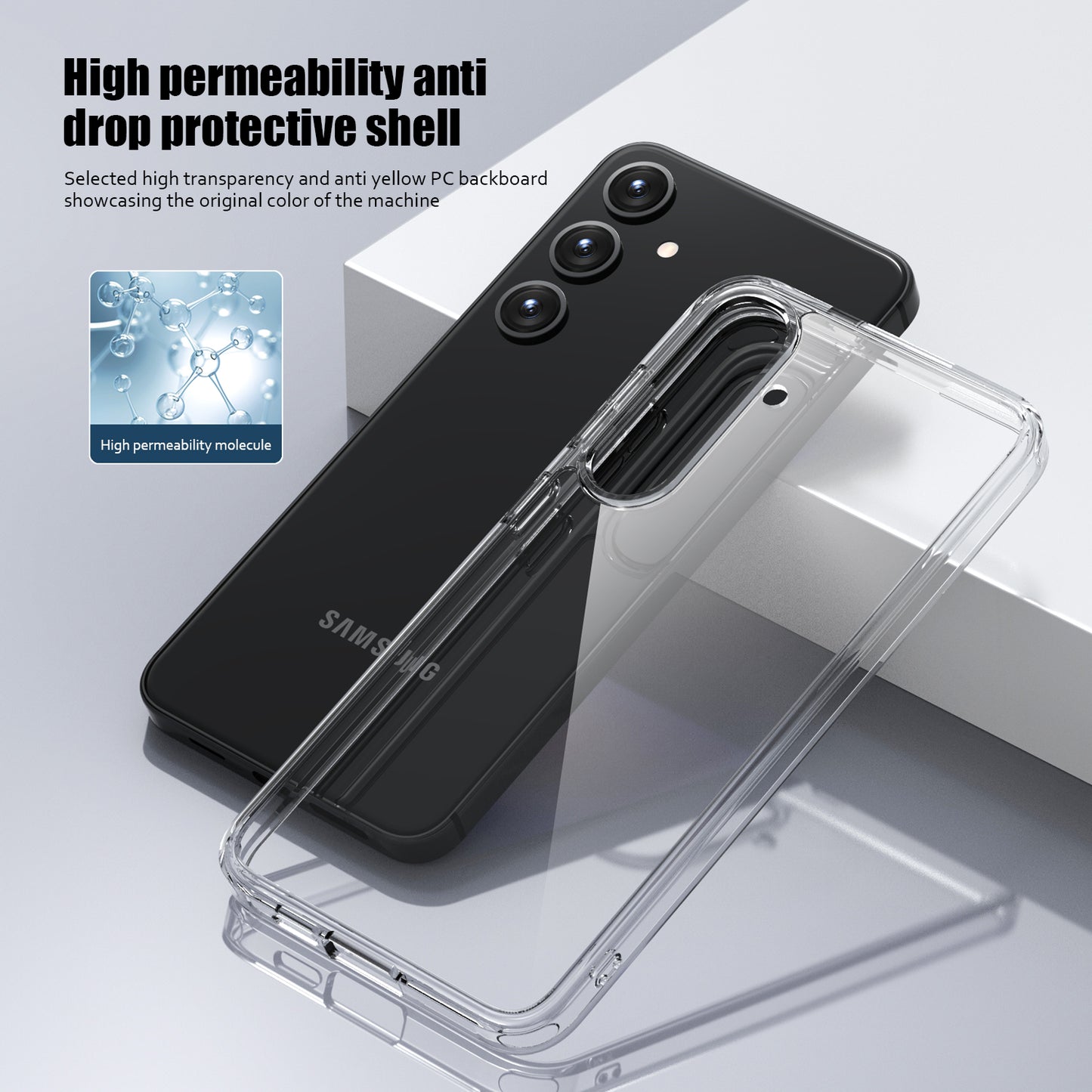 Aurora Series For Samsung Galaxy S24+ Case TPU+PC Crystal Clear Phone Back Protector - Transparent Tan