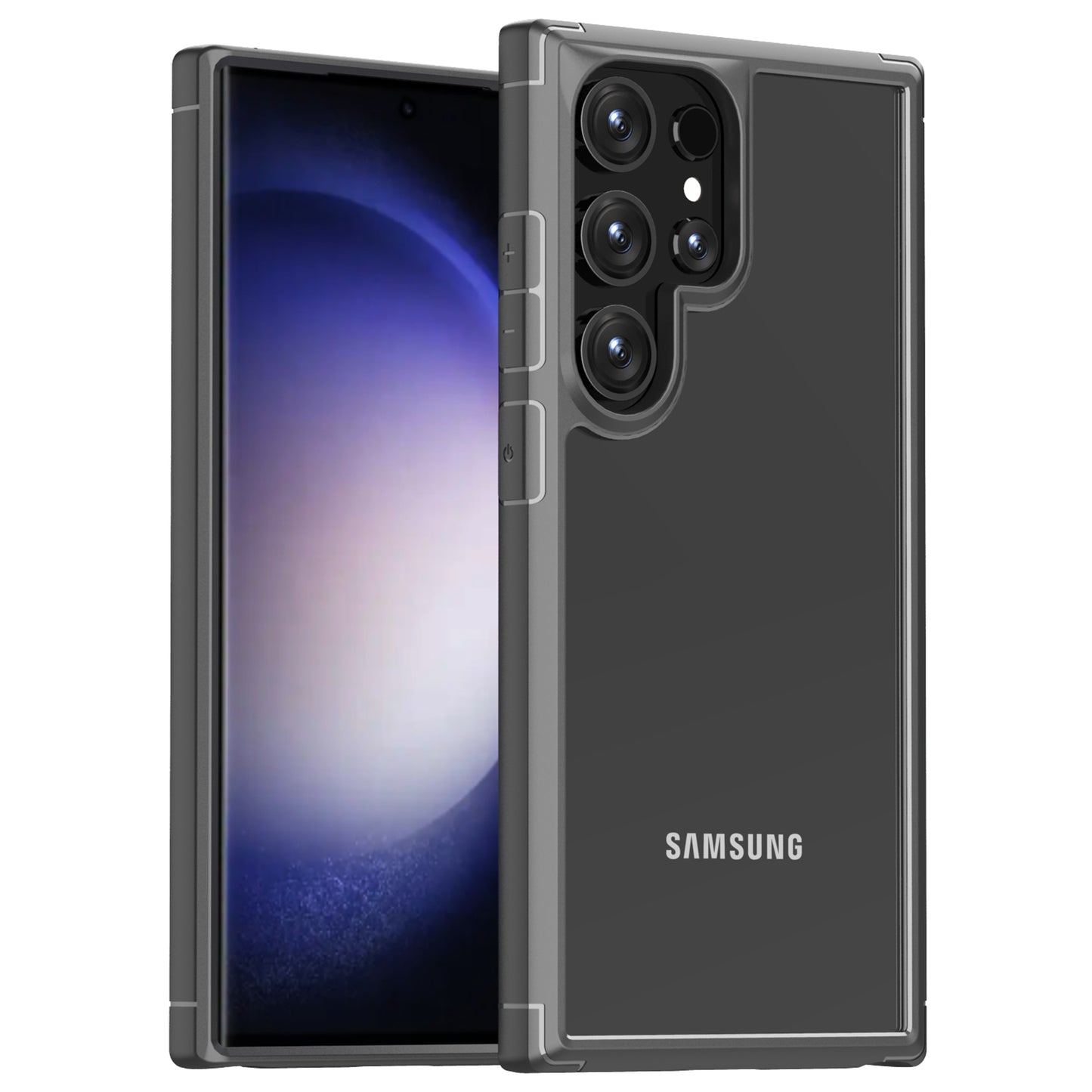 Defense Armor Series for Samsung Galaxy S24 Ultra Cell Phone Case TPU+PC Shockproof Clear Back Cover - Grey