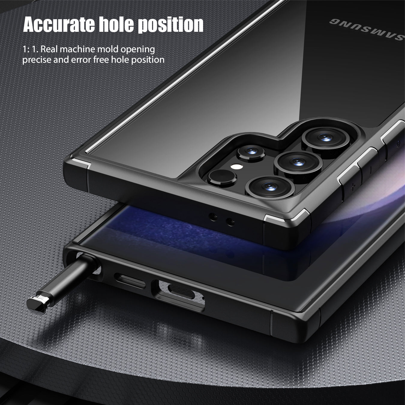 Defense Armor Series for Samsung Galaxy S24 Ultra Cell Phone Case TPU+PC Shockproof Clear Back Cover - Grey