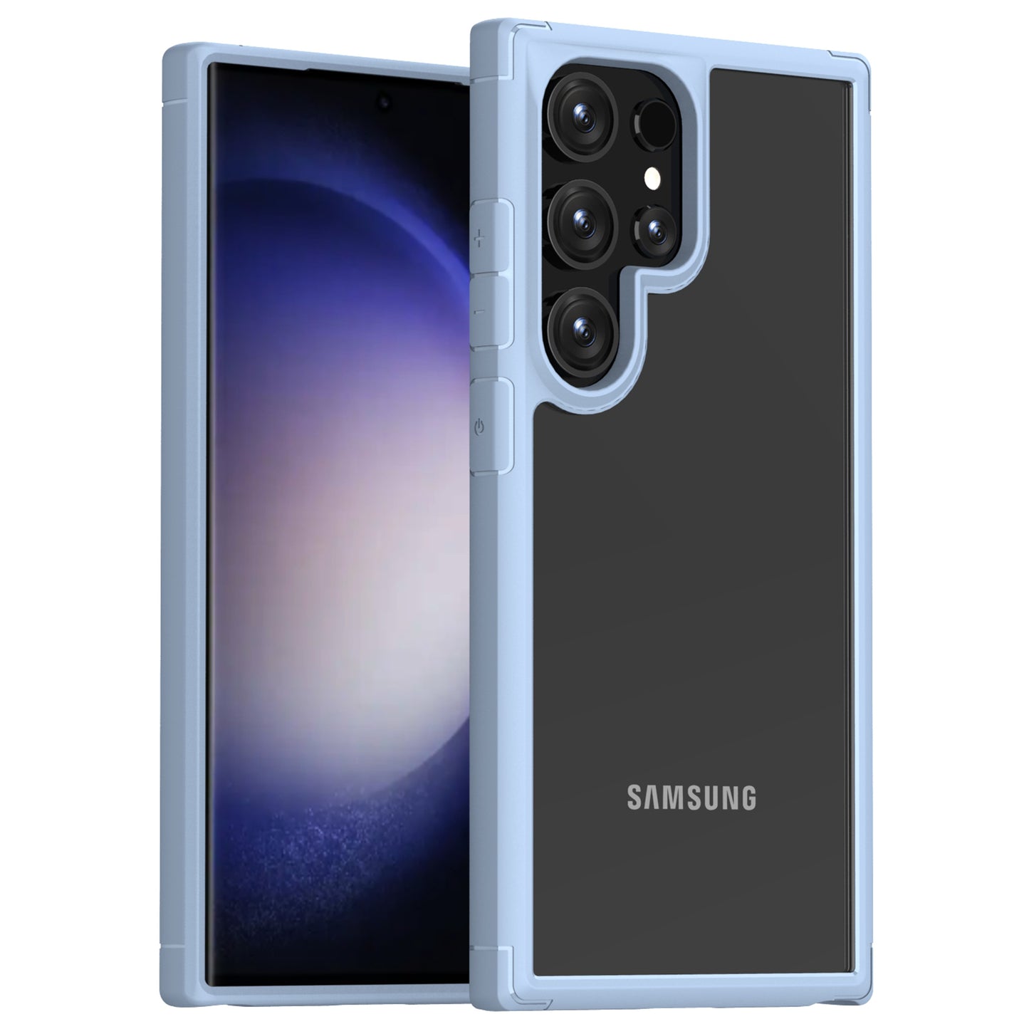 Defense Armor Series for Samsung Galaxy S24 Ultra Cell Phone Case TPU+PC Shockproof Clear Back Cover - Sky Blue
