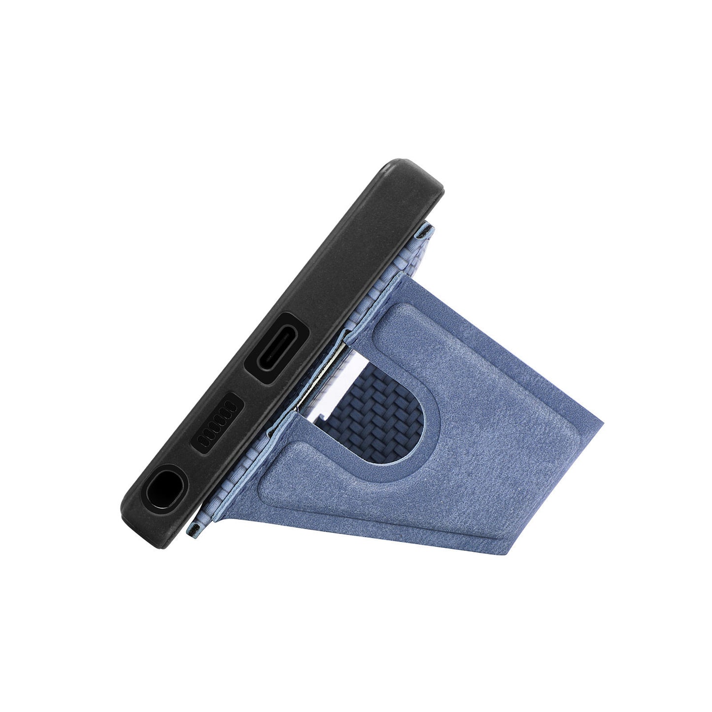 For Samsung Galaxy S24 Ultra Case K-shaped Kickstand Card Holder Phone Cover - Blue