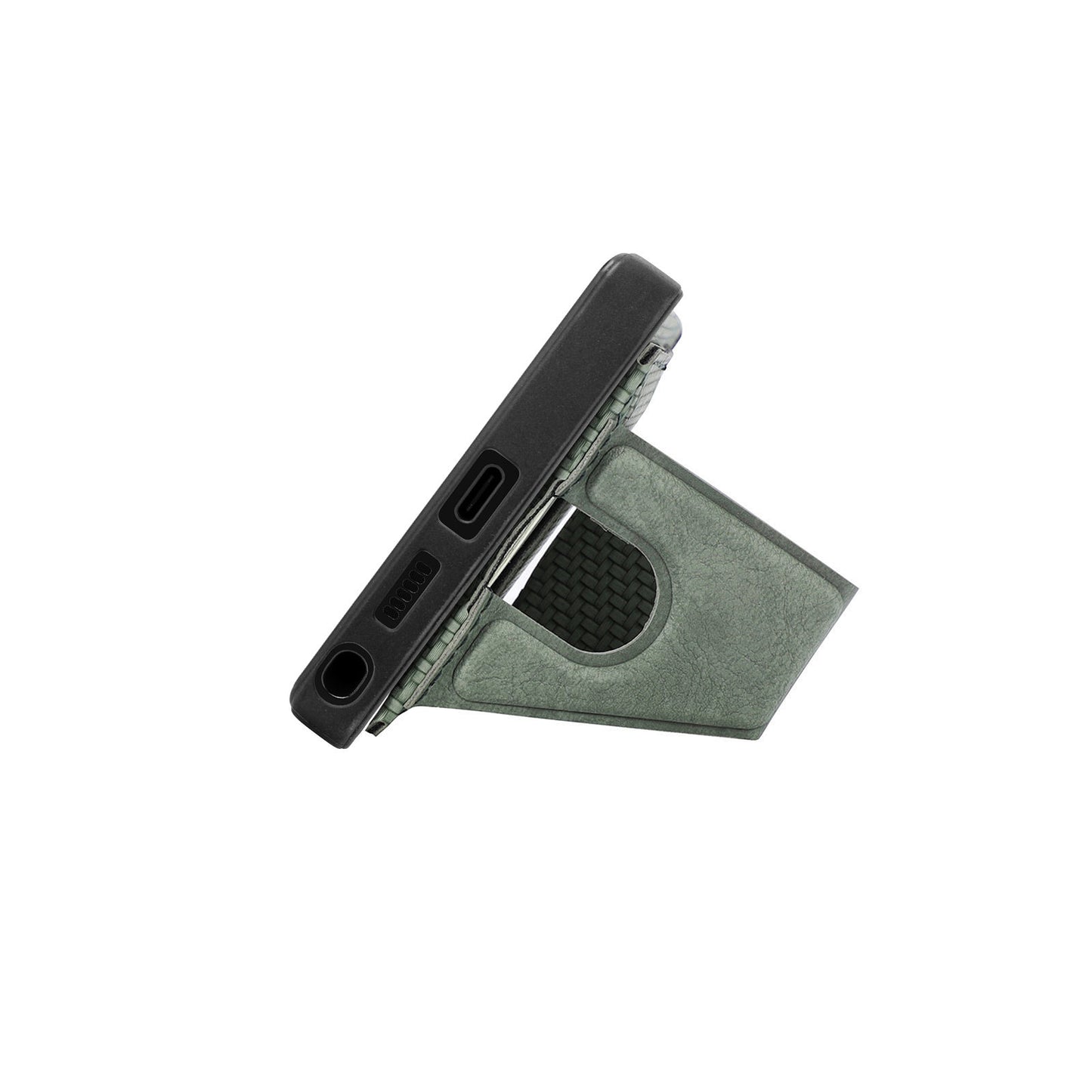 For Samsung Galaxy S24 Ultra Case K-shaped Kickstand Card Holder Phone Cover - Green