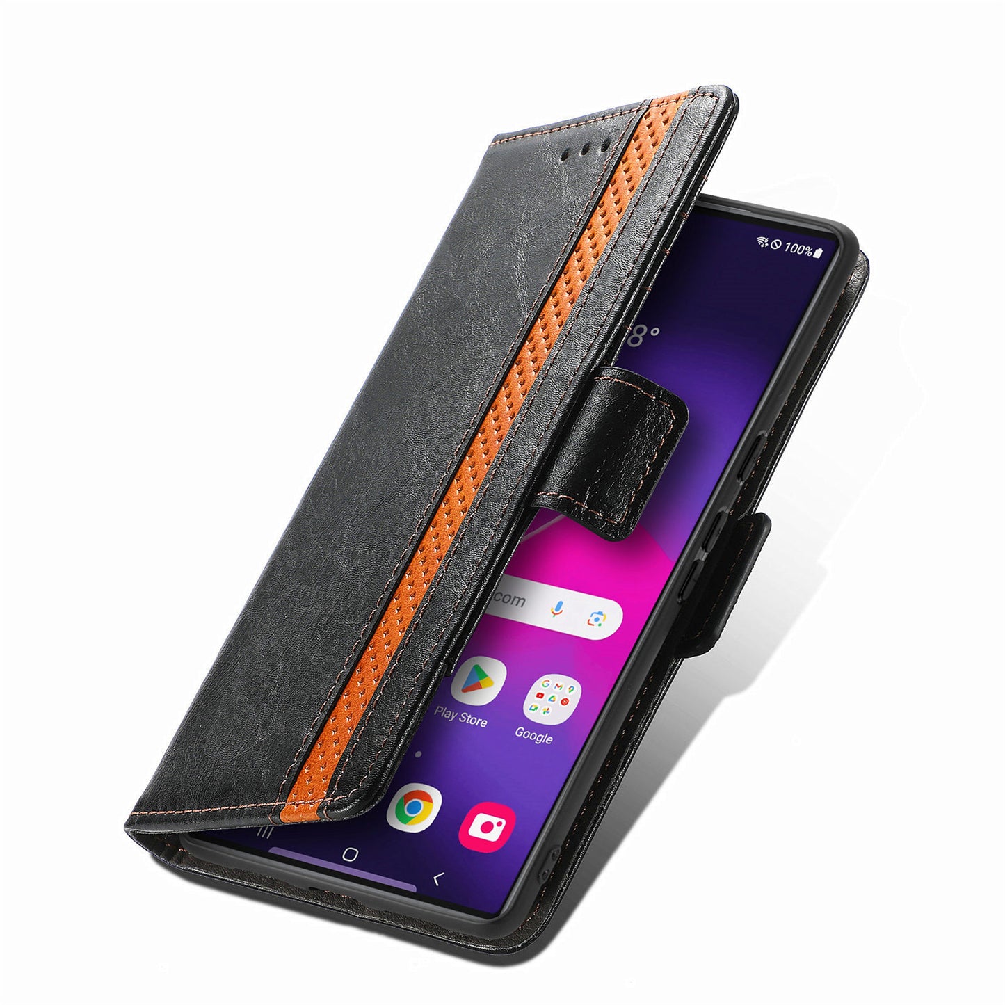 CASENEO 002 Series For Samsung Galaxy S24 Ultra Case RFID Blocking Wallet Splicing Leather Cover - Black