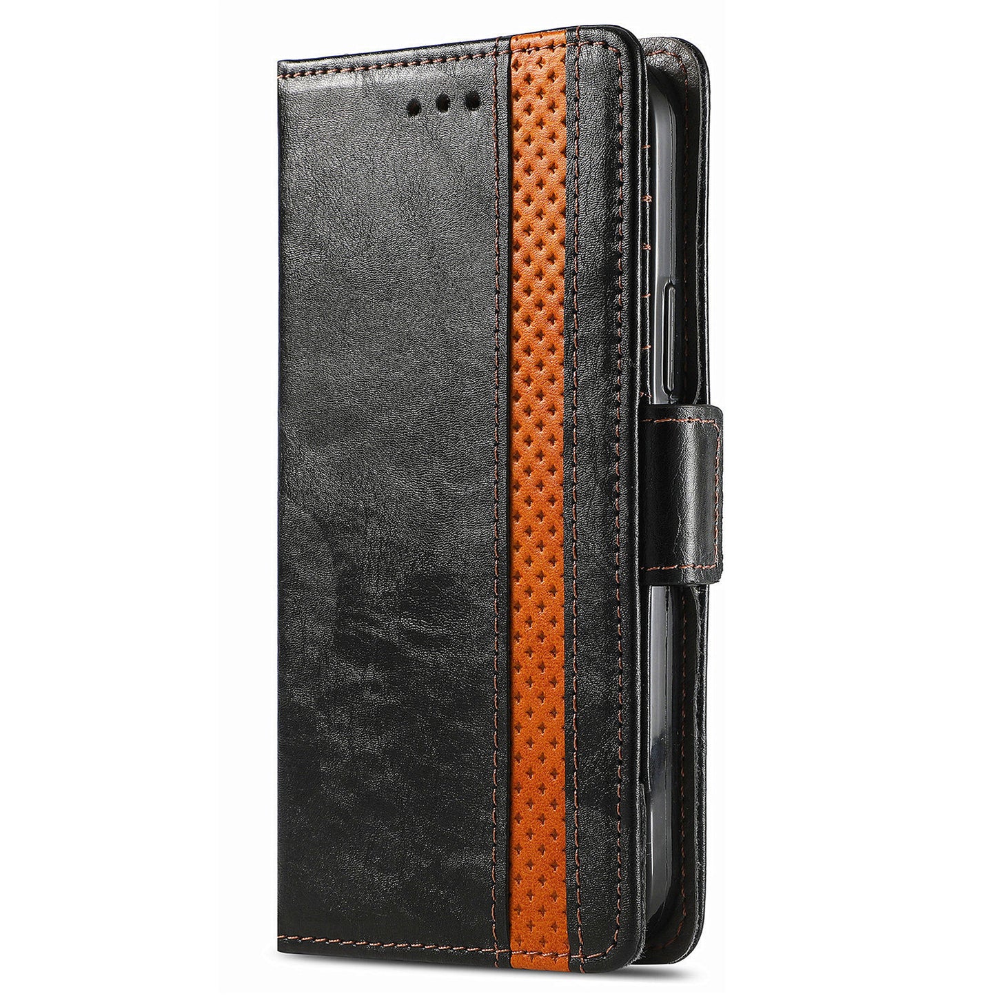 CASENEO 002 Series For Samsung Galaxy S24 Ultra Case RFID Blocking Wallet Splicing Leather Cover - Black