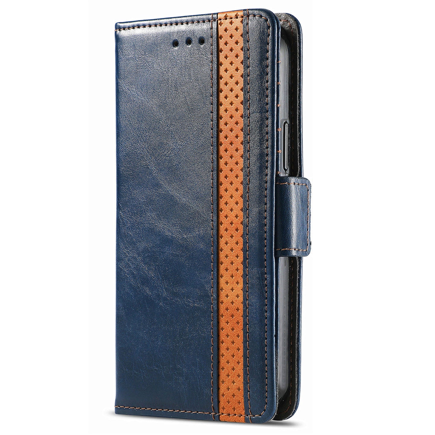CASENEO 002 Series For Samsung Galaxy S24 Ultra Case RFID Blocking Wallet Splicing Leather Cover - Dark Blue