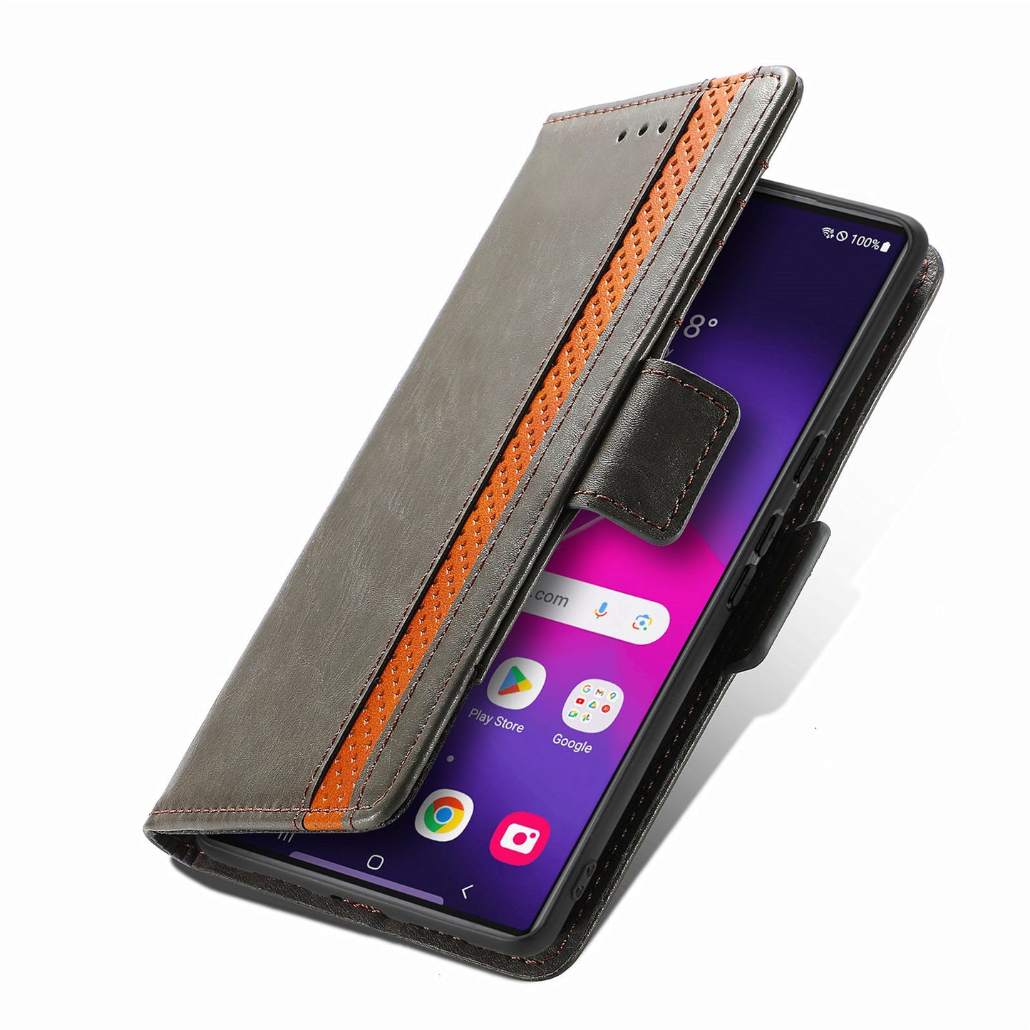CASENEO 002 Series For Samsung Galaxy S24 Ultra Case RFID Blocking Wallet Splicing Leather Cover - Grey