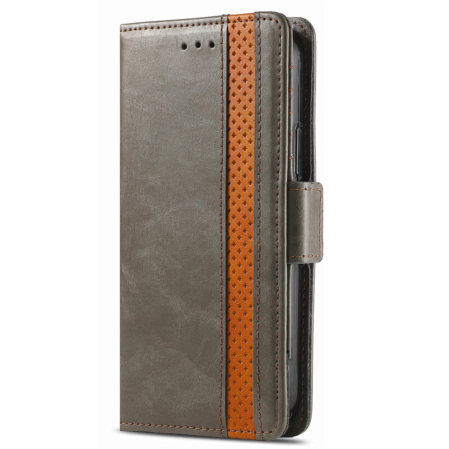 CASENEO 002 Series For Samsung Galaxy S24 Ultra Case RFID Blocking Wallet Splicing Leather Cover - Grey