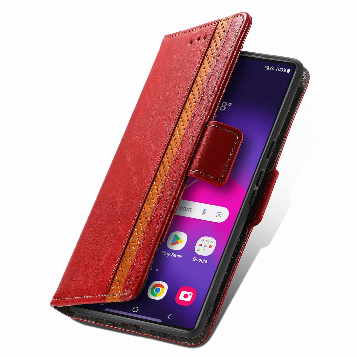 CASENEO 002 Series For Samsung Galaxy S24 Ultra Case RFID Blocking Wallet Splicing Leather Cover - Red