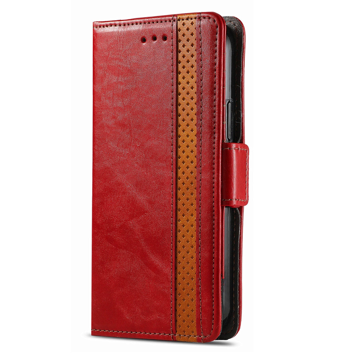 CASENEO 002 Series For Samsung Galaxy S24 Ultra Case RFID Blocking Wallet Splicing Leather Cover - Red