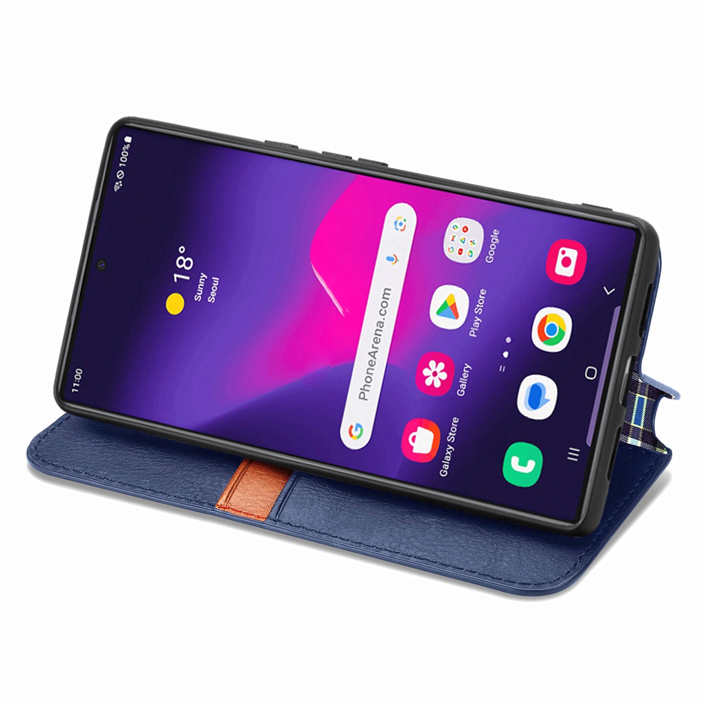 For Samsung Galaxy S24 Ultra Case Rhombus Pattern Wallet Stand Phone Cover - Blue