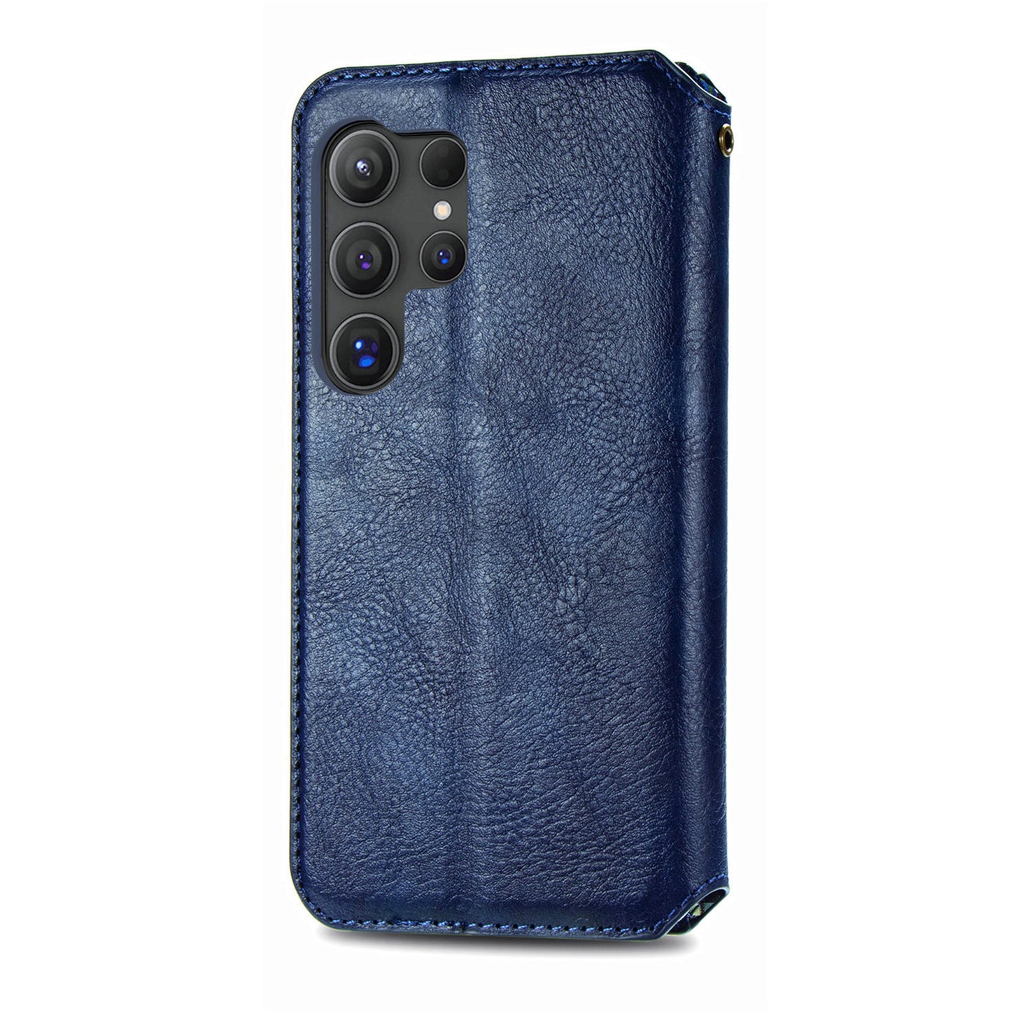 For Samsung Galaxy S24 Ultra Case Rhombus Pattern Wallet Stand Phone Cover - Blue