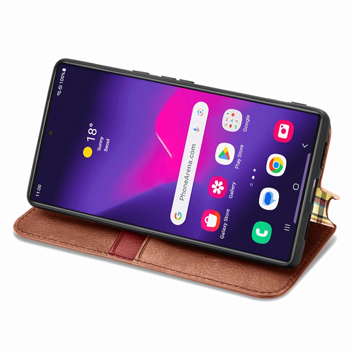 For Samsung Galaxy S24 Ultra Case Rhombus Pattern Wallet Stand Phone Cover - Brown