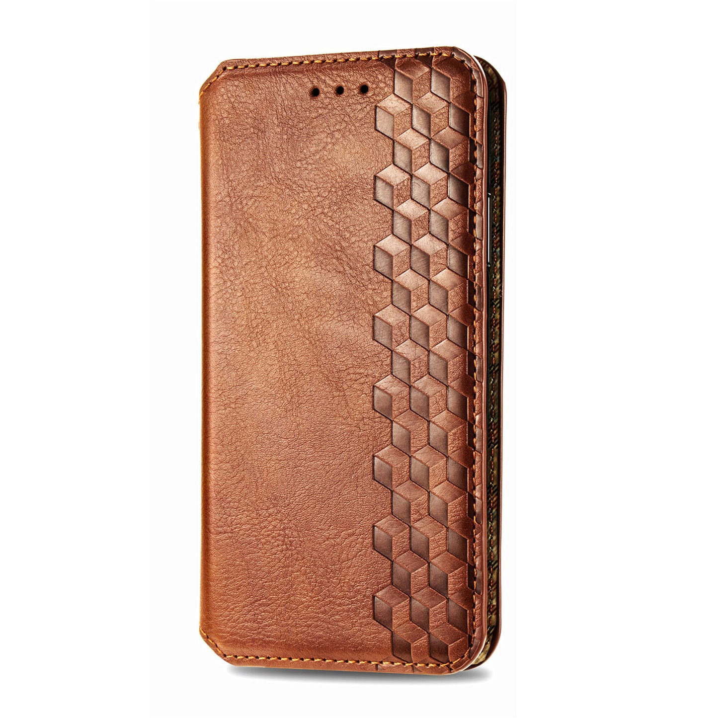 For Samsung Galaxy S24 Ultra Case Rhombus Pattern Wallet Stand Phone Cover - Brown