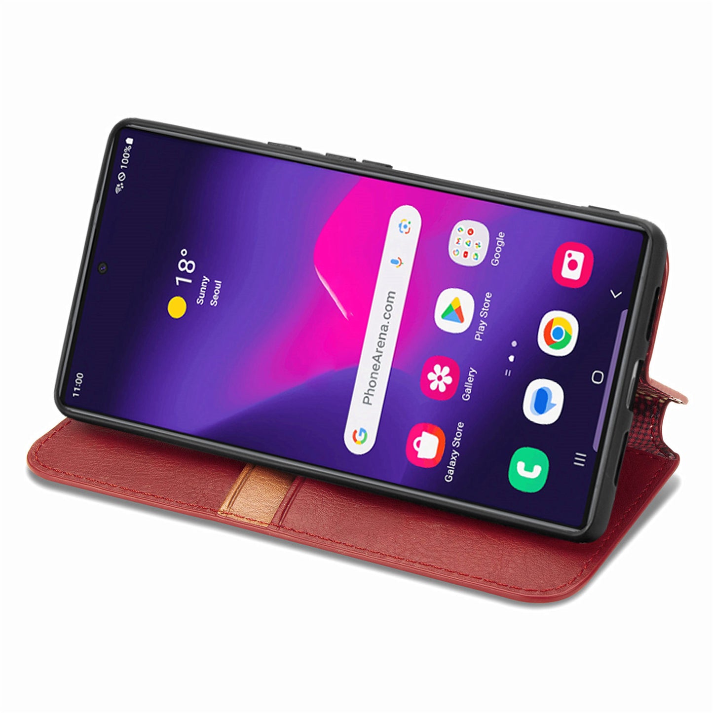 For Samsung Galaxy S24 Ultra Case Rhombus Pattern Wallet Stand Phone Cover - Red