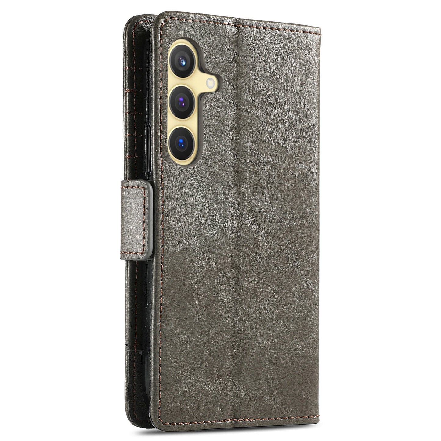 CASENEO 002 Series For Samsung Galaxy S24+ Case PU Leather Stand RFID Blocking Cover - Grey