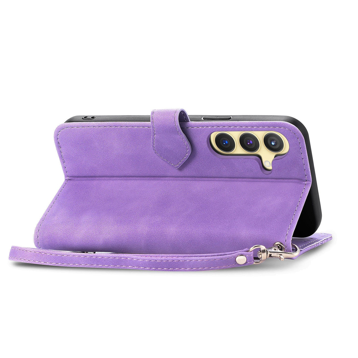 For Samsung Galaxy S24 Case Flower Imprinted Wallet Leather Phone Cover - Light Purple