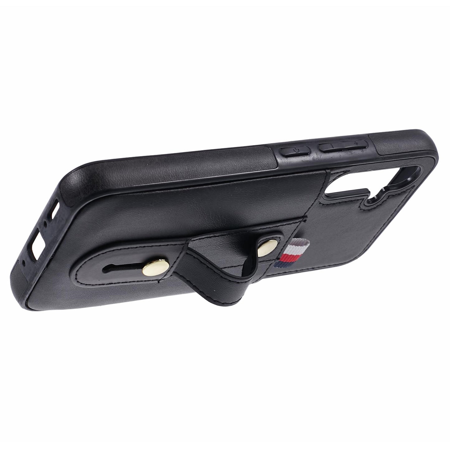 For Samsung Galaxy S24 Case Shockproof PU Leather Coated Kickstand Phone Shell - Black