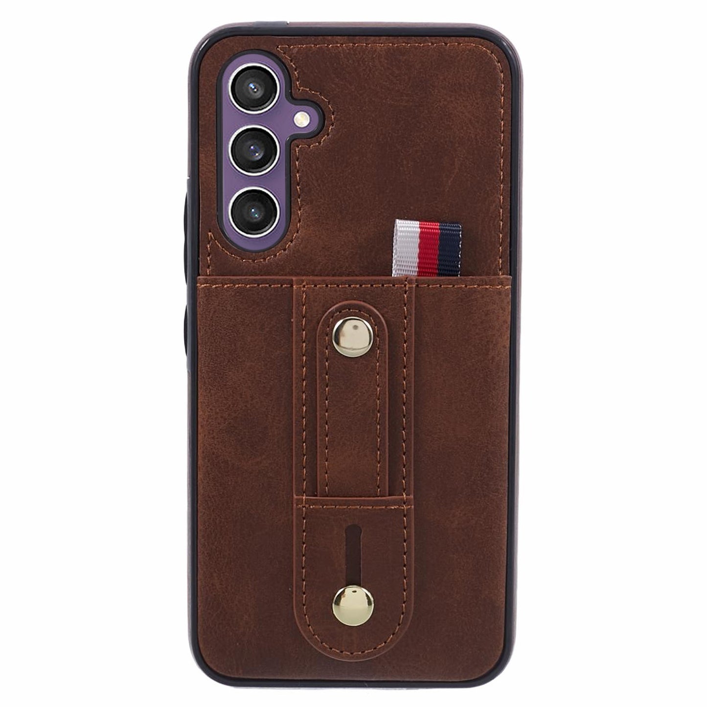 For Samsung Galaxy S24 Case Shockproof PU Leather Coated Kickstand Phone Shell - Brown