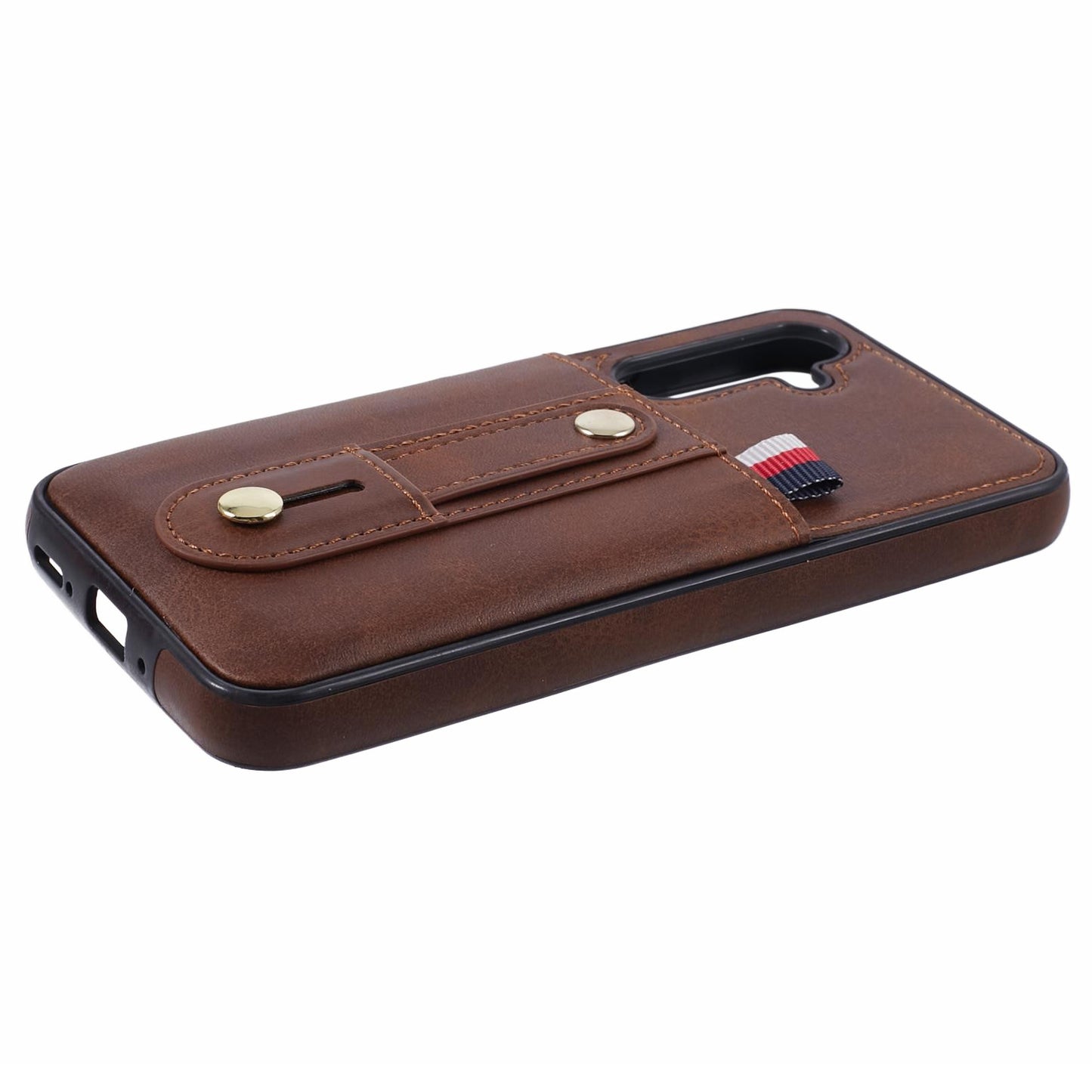 For Samsung Galaxy S24 Case Shockproof PU Leather Coated Kickstand Phone Shell - Brown