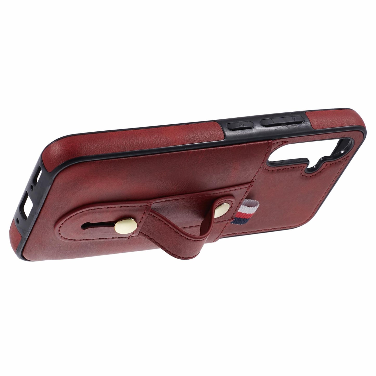 For Samsung Galaxy S24 Case Shockproof PU Leather Coated Kickstand Phone Shell - Red