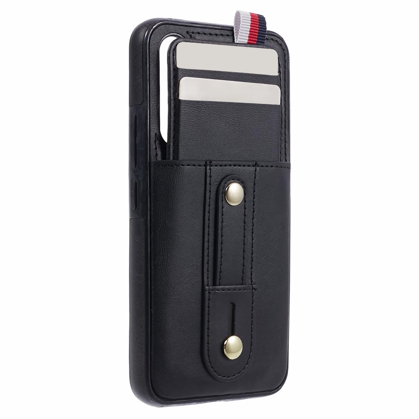 For Samsung Galaxy S24+ Case Retro PU Leather Coated TPU Back Cover with Card Slots - Black