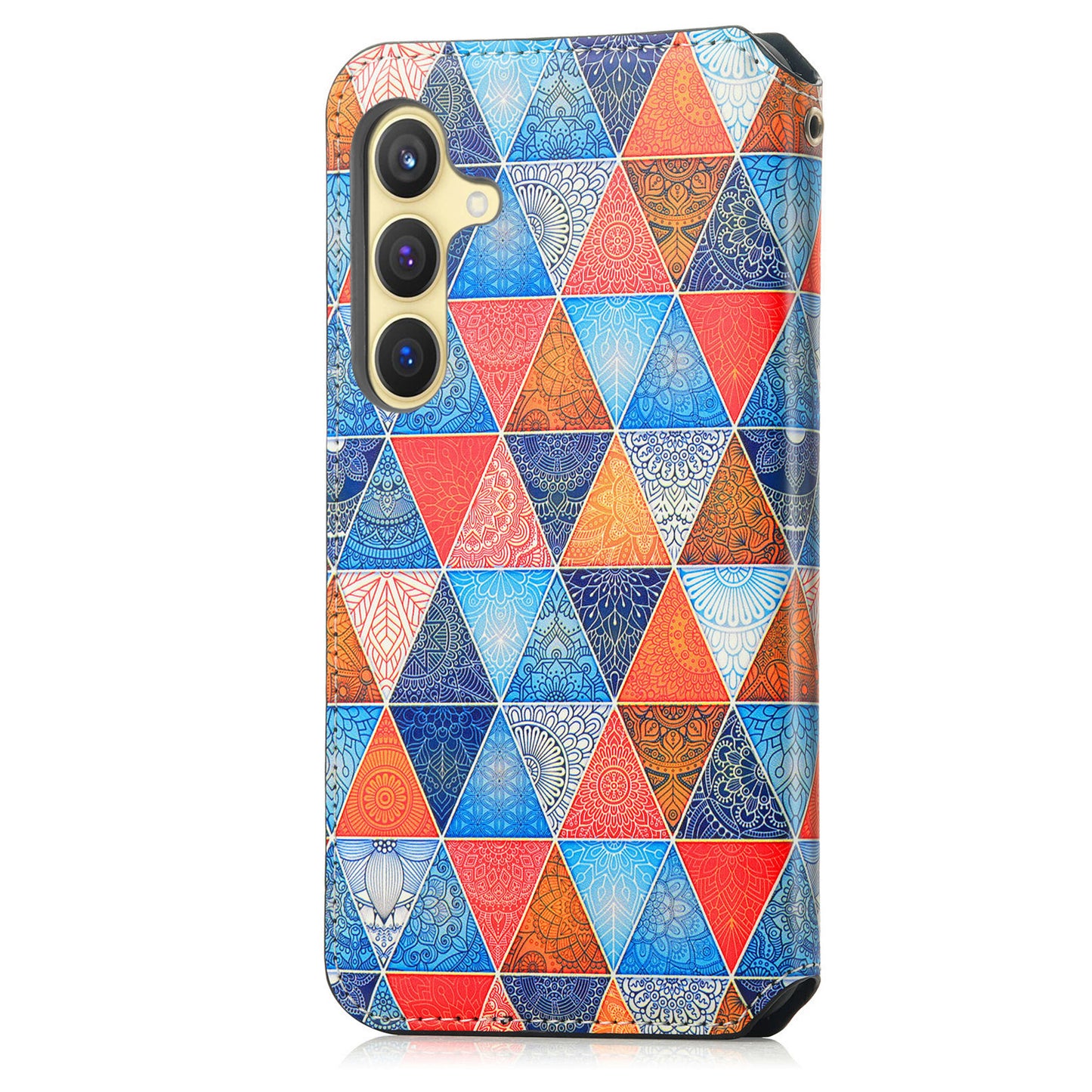 CASENEO 001 Series for Samsung Galaxy S24+ Leather Case RFID Blocking Phone Wallet Cover - Rhombus / Mandala