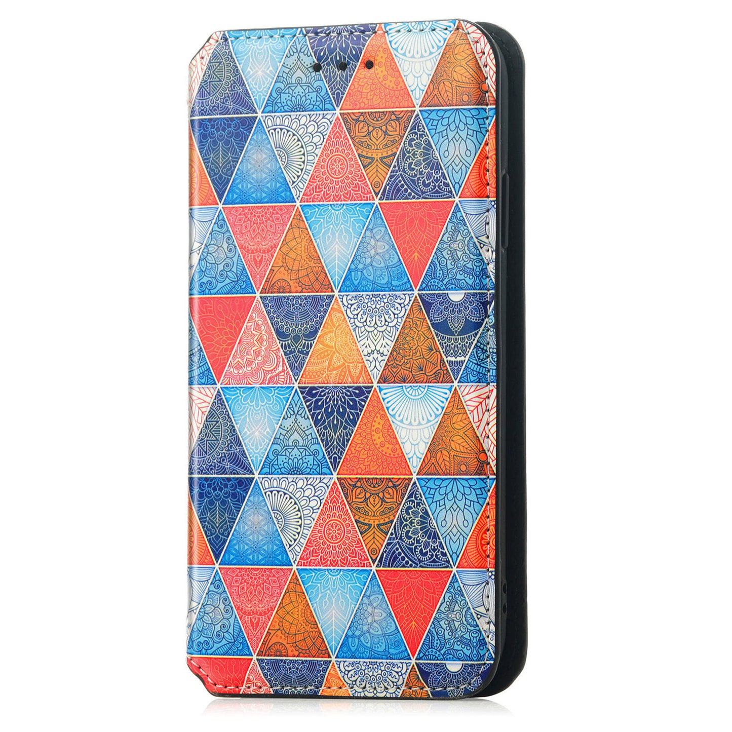 CASENEO 001 Series for Samsung Galaxy S24 Case RFID Blocking Wallet Pattern Phone Cover - Rhombus / Mandala