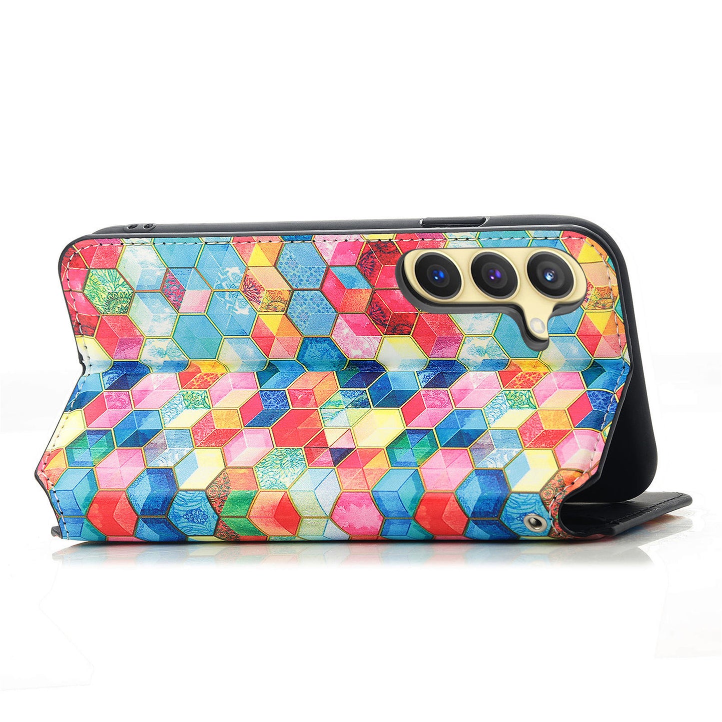 CASENEO 001 Series for Samsung Galaxy S24 Case RFID Blocking Wallet Pattern Phone Cover - Magic Space