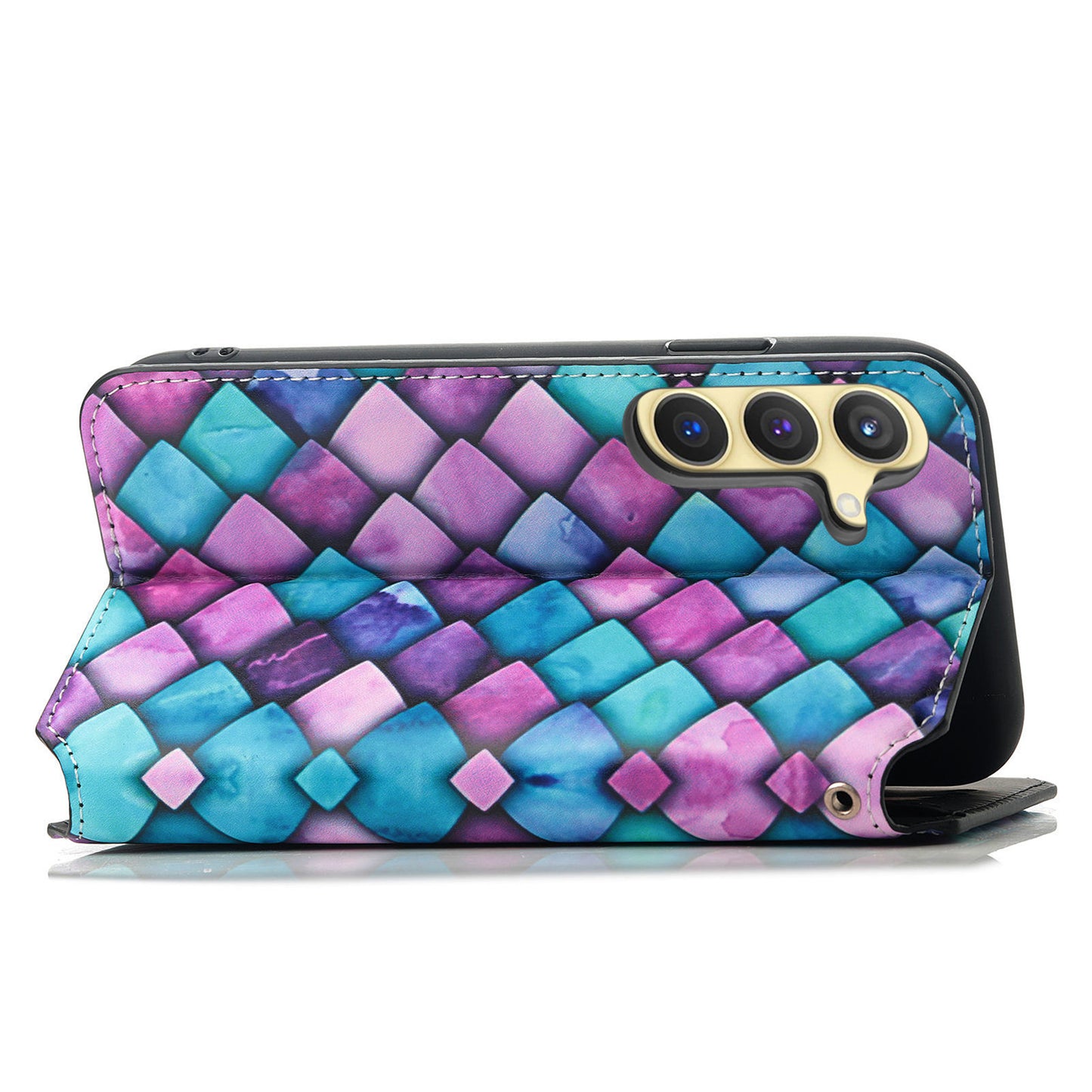 CASENEO 001 Series for Samsung Galaxy S24 Case RFID Blocking Wallet Pattern Phone Cover - Purple Scale