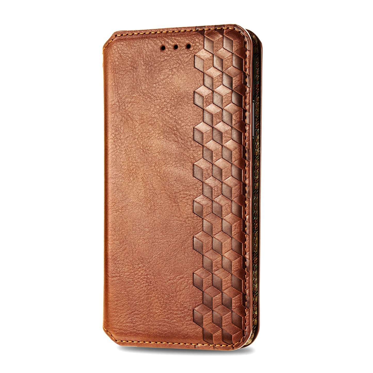 For Samsung Galaxy S24 Case Rhombus Pattern TPU + PU Leather Wallet Stand Cover - Brown