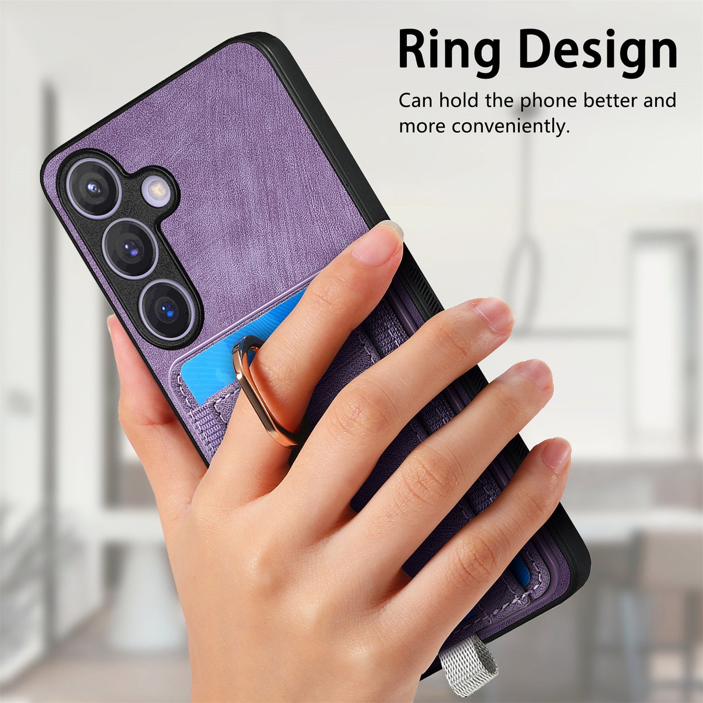 D7 For Samsung Galaxy S24+ Case Detachable Card Bag Phone Kickstand Cover - Purple