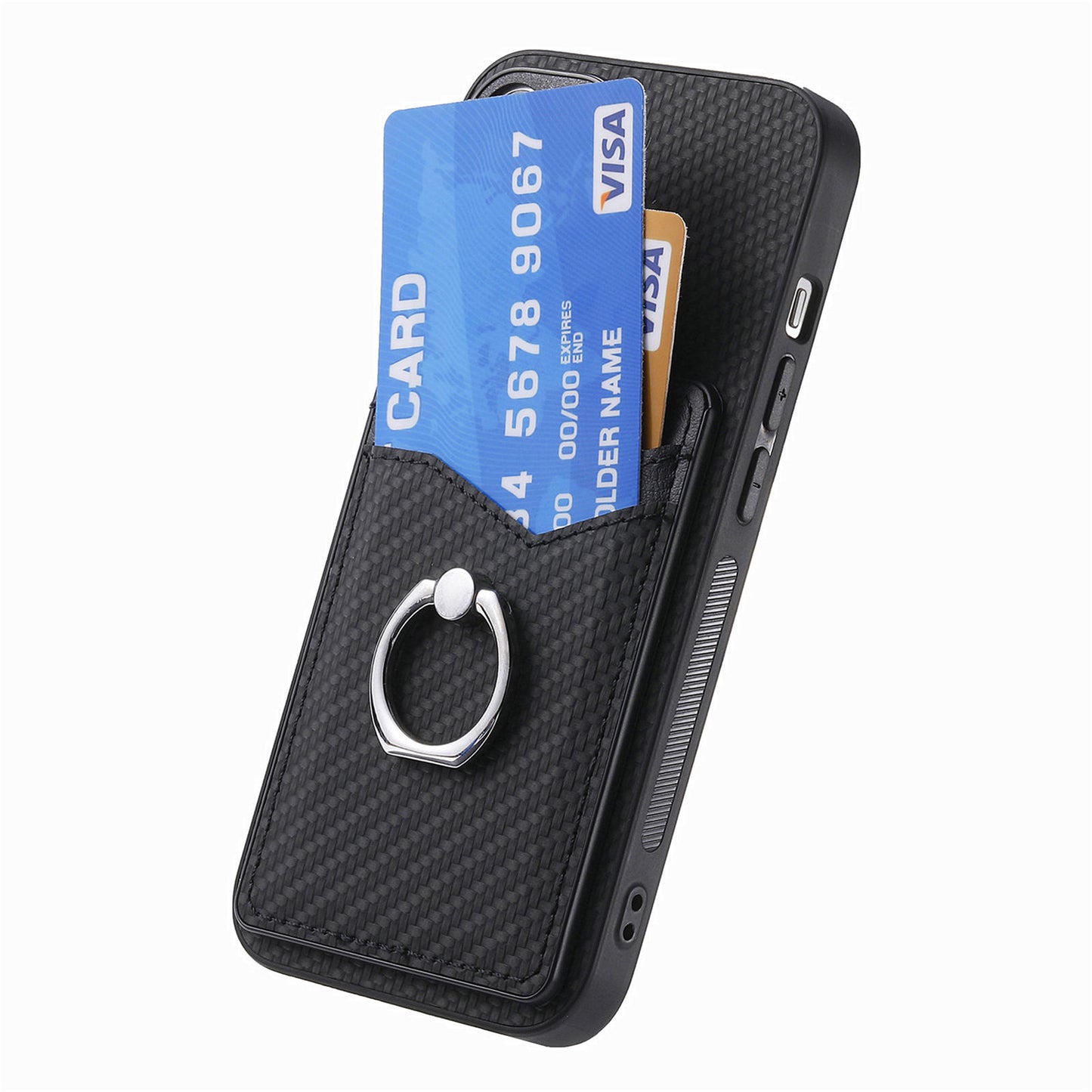 C1-8 For Samsung Galaxy S24+ Case Ring Kickstand Card Holder Phone Cover - Black