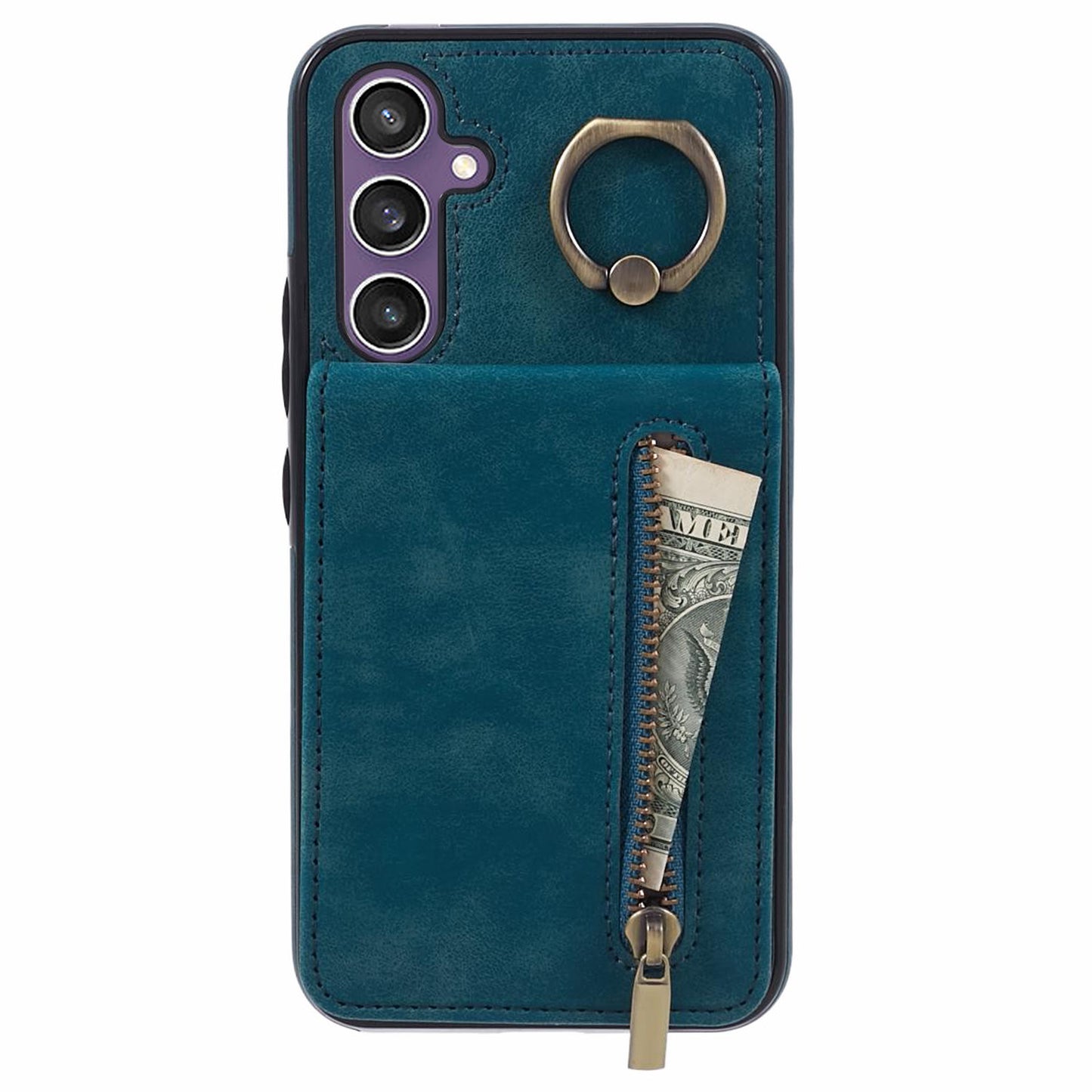 For Samsung Galaxy S24 Case Wallet Retro PU+TPU Kickstand Anti-drop Phone Cover - Blue