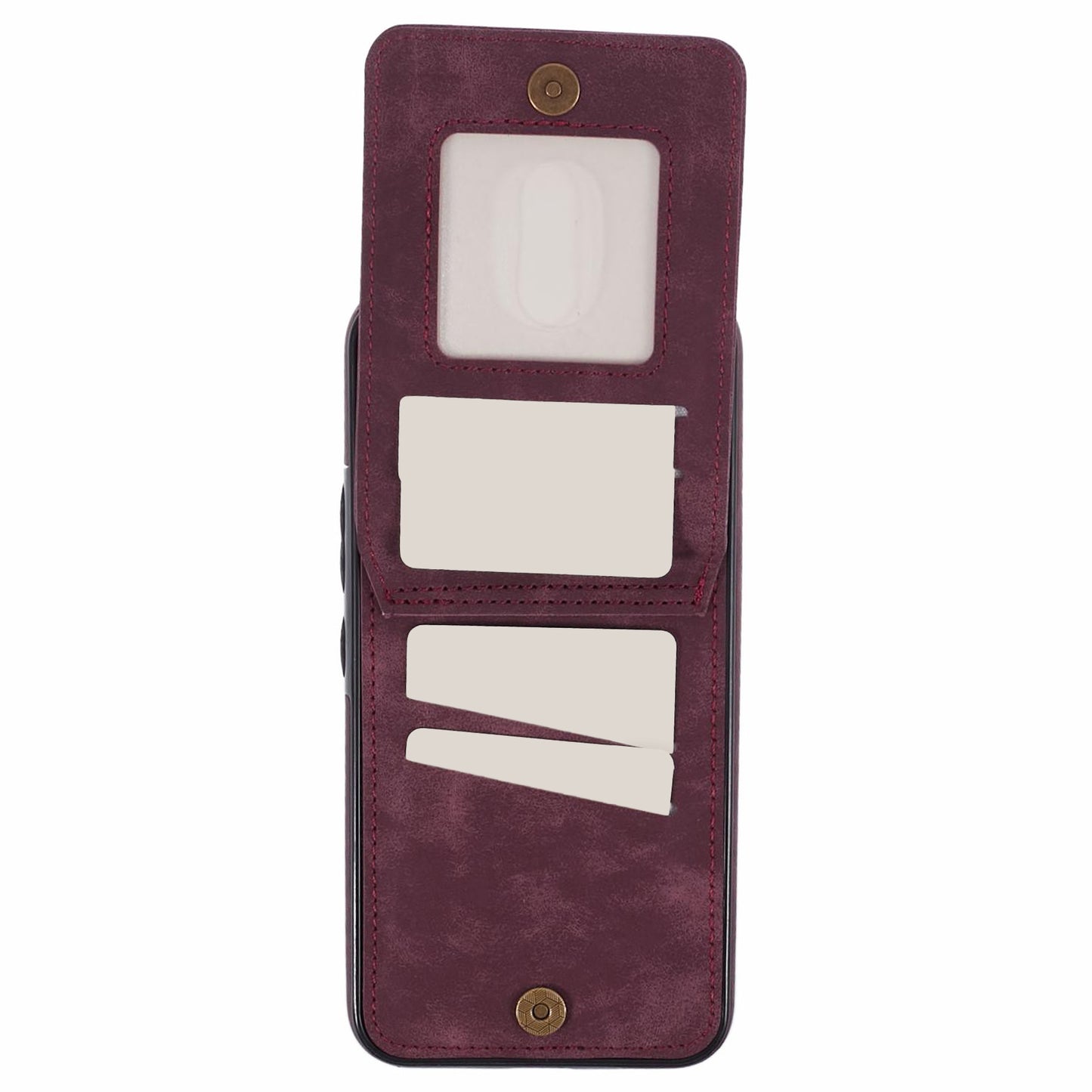 For Samsung Galaxy S24+ Magnetic Case Retro PU+TPU Kickstand Back Cover - Wine Red